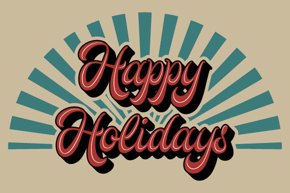 Happy Holidays Retro Sunburst SVG EPS