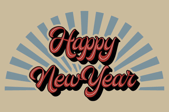 Happy New Year Retro Sunburst SVG EPS