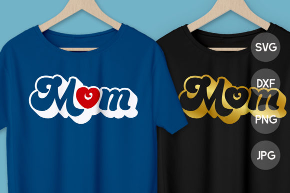 Mom with Retro Heart SVG Clipart