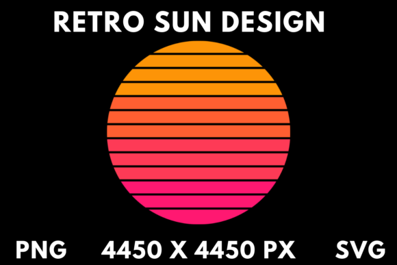 Orangey Pink Retro Sun SVG PNG