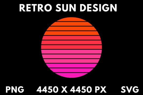 Red to Pink Retro Sun SVG and PNG
